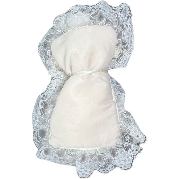 Miniature Porcelain Baby Doll in White Lace Bonnet Collectible Decor - Picture 2 of 9